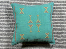 Teal Moroccan Cactus Silk Pillow Cover, Handmade Boho Cushion, Embroidered Geometric Sabra Pillowcase, Lu - product image 10