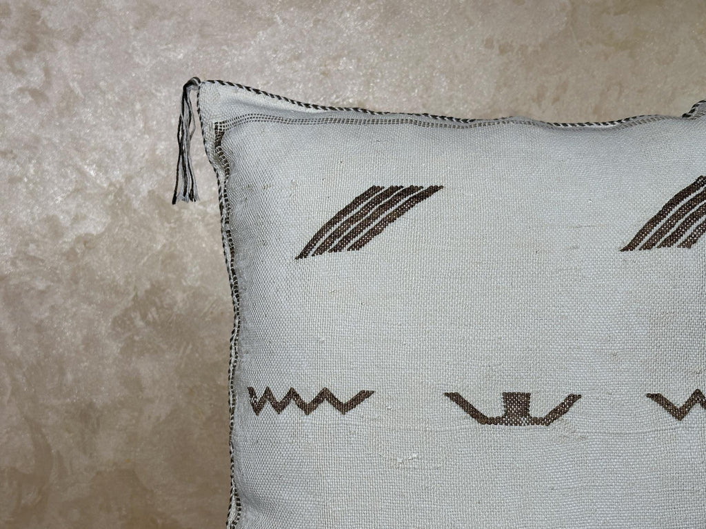 Light Blue Moroccan Cactus Silk Pillow Cover, Handmade Boho Kilim Cushion With Embroidery, Tassels, Luxur - product image 5