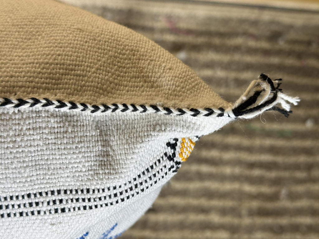 Light Blue Sabra Silk Pillow Cover, Moroccan Boho Woven Cushion Cover, Geometric Kilim Throw Pillow, Hand - product image 3