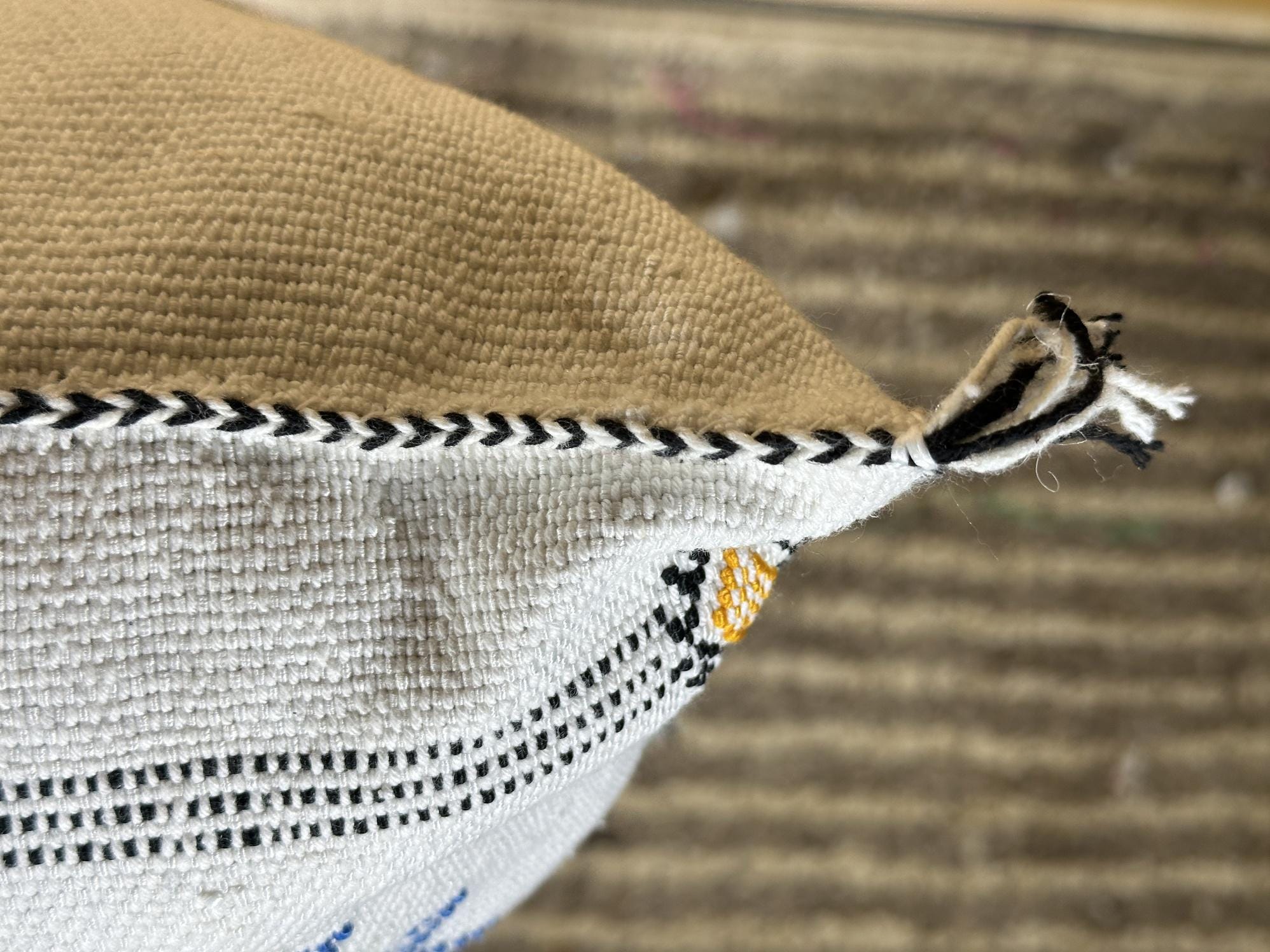 Light Blue Sabra Silk Pillow Cover, Moroccan Boho Woven Cushion Cover, Geometric Kilim Throw Pillow, Hand - product image 3