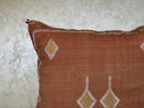 Terracotta Moroccan Pillow Cover, Handmade Boho Cushion with Geometric Embroidery, Woven Sabra Style Pill - product image 5