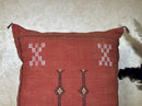 Terracotta Kilim Pillow Cover, Moroccan Sabra Silk Pillow, Handmade Bohemian Pillowcase, Rust Decorative - product image 5