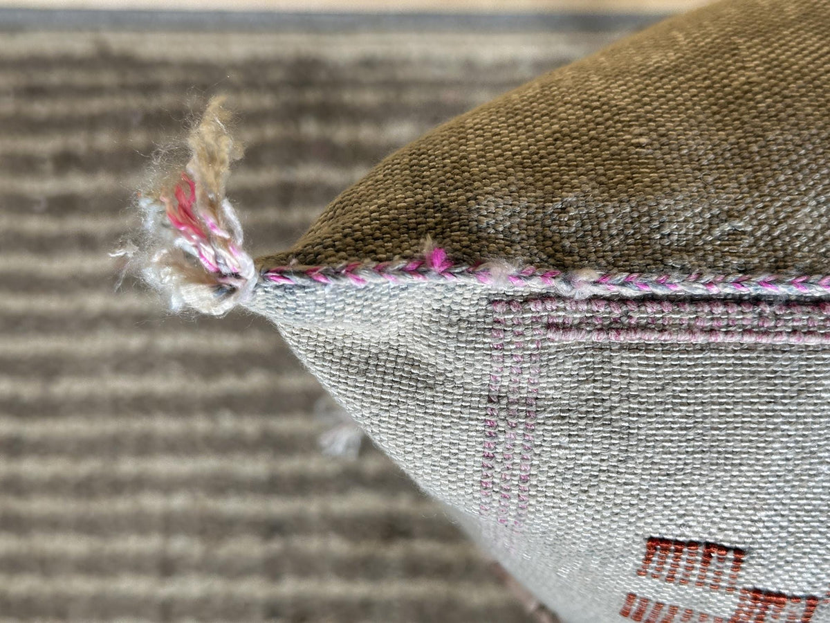 Silver Silk Pillow Cover, Handmade Moroccan Sabra Pillow Cover, Boho Berber Cushion Case With Embroidery - product image 4