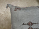 Silver Silk Pillow Cover, Handmade Moroccan Sabra Pillow Cover, Boho Berber Cushion Case With Embroidery - product image 7