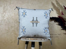 Light Blue Sabra Silk Pillow Cover, Moroccan Boho Woven Cushion Cover, Geometric Kilim Throw Pillow, Hand - product image 1