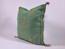 Green Teal Moroccan Silk Pillow Cover, Berber Kilim Boho Cushion, Handmade Bohemian Throw Pillow Cover - product image 3