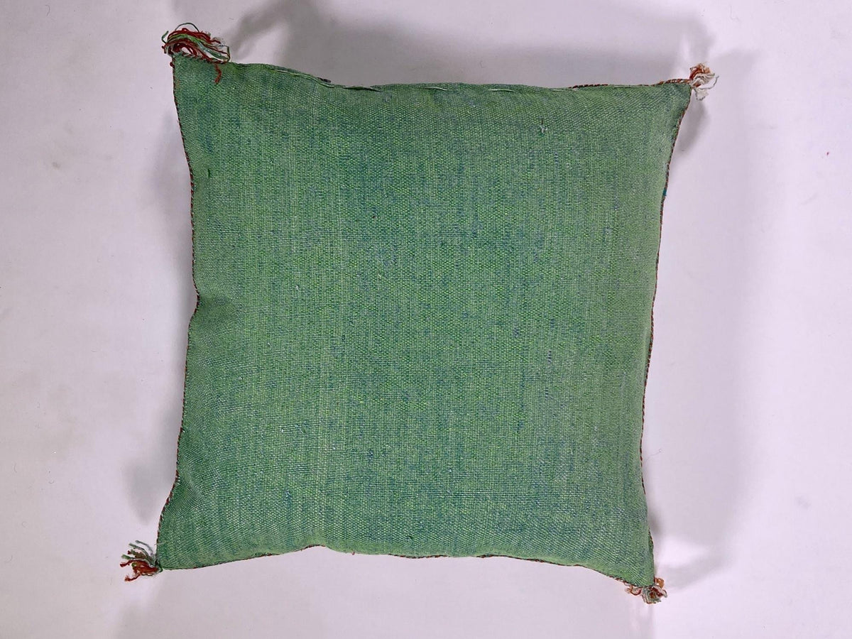 Green Teal Moroccan Silk Pillow Cover, Berber Kilim Boho Cushion, Handmade Bohemian Throw Pillow Cover - product image 10