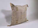 Beige Moroccan Silk Pillow Cover, Handmade Berber Boho Cushion with Gold Embroidery, Beni Ourain Style Fr - product image 5
