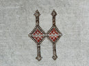 Beige Moroccan Silk Pillow Cover, Handmade Berber Boho Cushion with Rust Geometric Embroidery, Ivory Sabr - product image 9