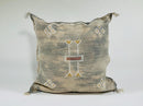 Beige Moroccan Silk Pillow Cover, Berber Boho Cushion with Geometric Embroidery, Handmade Sabra Silk Deco - product image 2