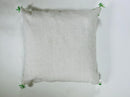 Moroccan White Silk Pillow Cover, Green Red Tribal Embroidery, Boho Tassel Cushion, Handmade Kilim Style - product image 9