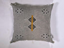 Gray Moroccan Silk Pillow Cover, Black Mustard Geometric Kilim Boho Tassel Cushion, Handmade Berber Pillo - product image 5