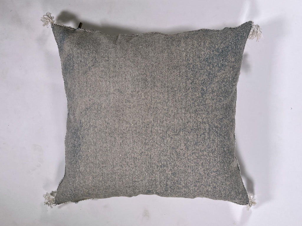 Gray Moroccan Silk Pillow Cover, Black Mustard Geometric Kilim Boho Tassel Cushion, Handmade Berber Pillo - product image 8