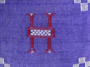 Purple Blue Moroccan Silk Pillow Cover, Handmade Berber Boho Cushion with White Geometric Embroidery - product image 7
