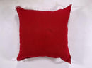 Red Moroccan Silk Pillow Cover, White Embroidered Boho Tassel Cushion, Tribal Kilim Style Decorative Pill - product image 10