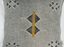 Gray Moroccan Silk Pillow Cover, Black White Geometric Embroidery, Mustard Accent, Boho Tassel Cushion - product image 7