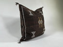 brown Moroccan Boho Silk Pillow Cover, Tribal Kilim Style Cushion with White Geometric Embroidery & Tasse - product image 4