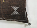 brown Moroccan Boho Silk Pillow Cover, Tribal Kilim Style Cushion with White Geometric Embroidery & Tasse - product image 6