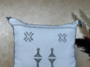 Gray Sabra Cactus Silk Pillow Cover, Handmade Moroccan Boho Textured Pillow, Aztec Cushion, Kilim Style D - product image 4