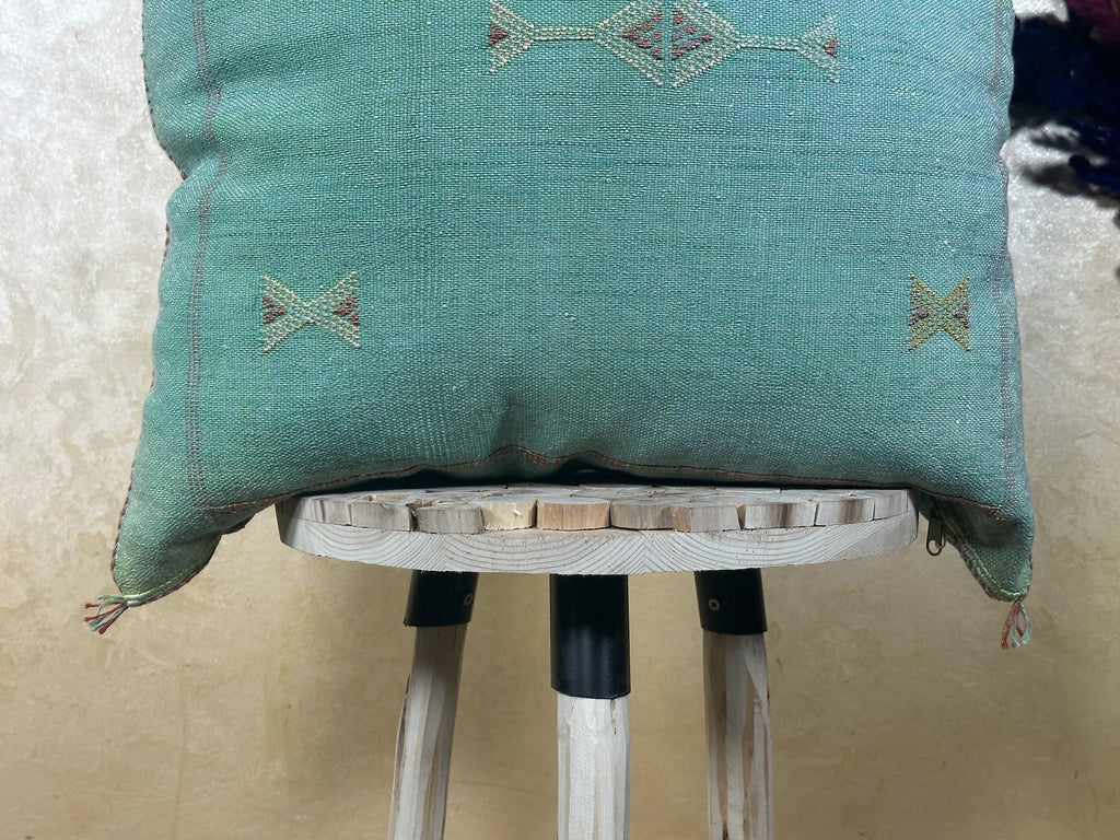 Teal Blue Moroccan Pillow Cover, Berber Boho Cushion, Sabra Pillow Cover, Handmade Aztec Pillow Sham, Lux - product image 3