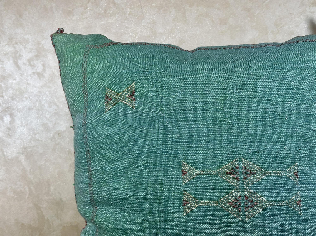 Teal Blue Moroccan Pillow Cover, Berber Boho Cushion, Sabra Pillow Cover, Handmade Aztec Pillow Sham, Lux - product image 5