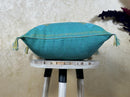 Turquoise Moroccan Cactus Silk Pillow Cover, Boho Woven Cushion Case with Gold Embroidery, Handmade Kilim - product image 7