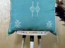 Teal Moroccan Pillow Cover, Handmade Berber Cushion, Woven Silk Cushion Cover, Boho Pillowcase, Luxury So - product image 3