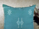 Teal Moroccan Pillow Cover, Handmade Berber Cushion, Woven Silk Cushion Cover, Boho Pillowcase, Luxury So - product image 8