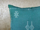 Teal Moroccan Pillow Cover, Handmade Berber Cushion, Woven Silk Cushion Cover, Boho Pillowcase, Luxury So - product image 6