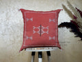 Terracotta Moroccan Pillow Cover, Handmade Kilim Cushion, Bohemian Woven Pillow Case, Ivory Stitch Boho D - product image 1