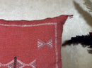 Terracotta Moroccan Pillow Cover, Handmade Kilim Cushion, Bohemian Woven Pillow Case, Ivory Stitch Boho D - product image 4