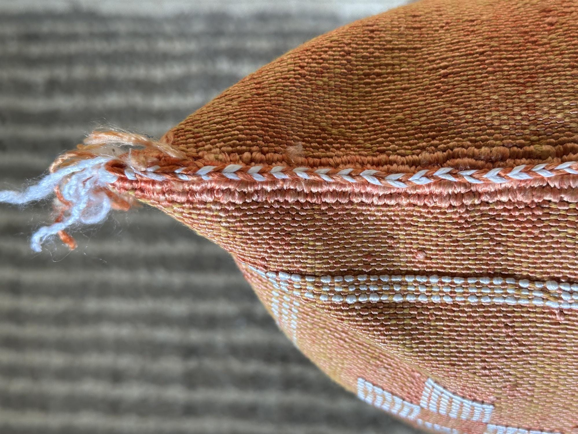Caramel Moroccan Sabra Silk Pillow Cover, Boho Cushion Cover With Ivory Woven Design, Handmade Luxury Pil - product image 4