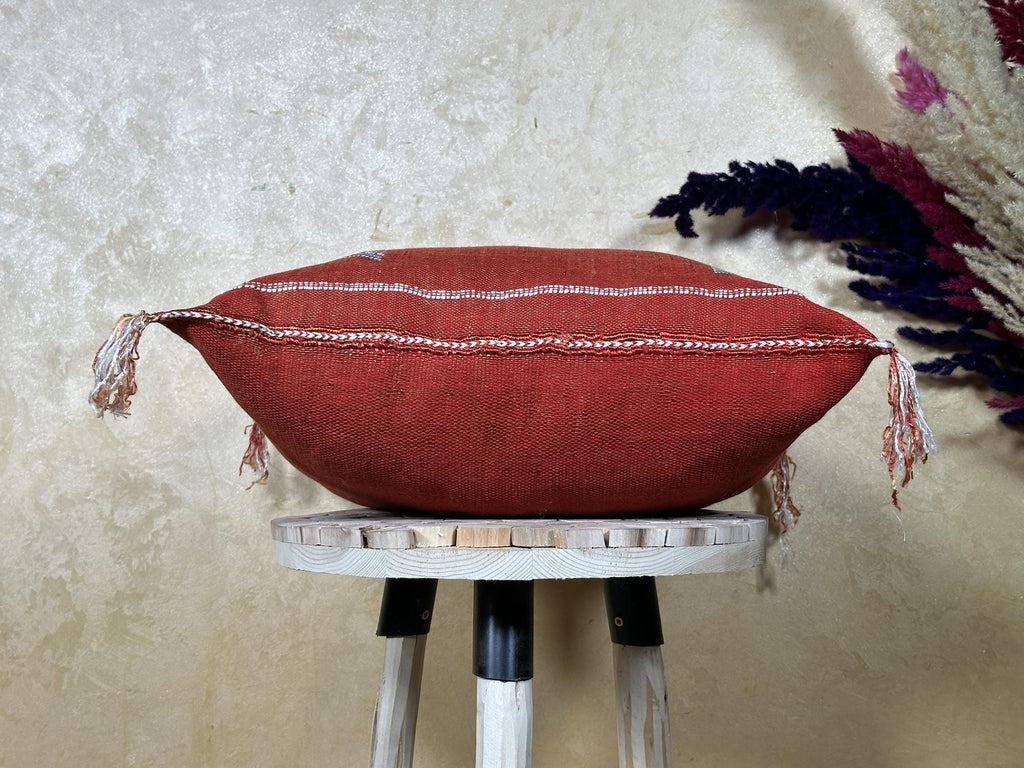 Rust Moroccan Pillow Cover, Cactus Silk Cushion, Boho Kilim Pillowcase, Handmade Embroidered Cushion Cove - product image 8