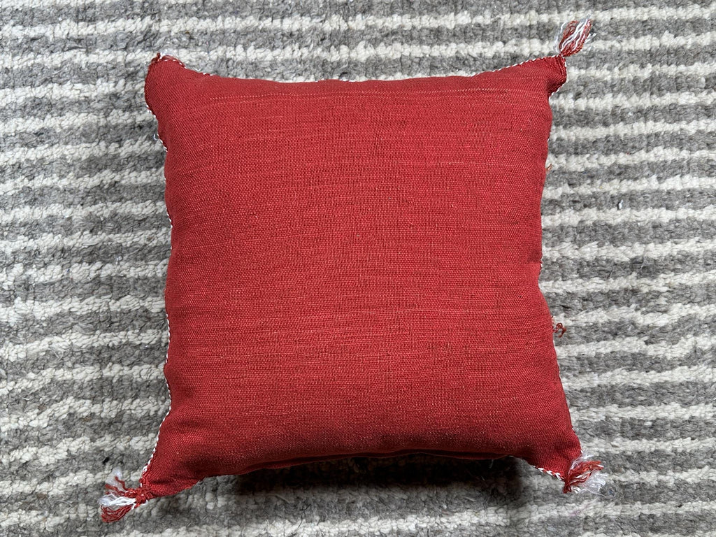 Rust Moroccan Cactus Silk Pillow Cover, Handmade Sabra Boho Cushion, Terracotta Geometric Embroidered Pil - product image 10