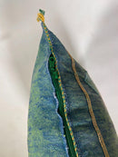 Green Blue Moroccan Silk Pillow Cover with Gold Geometric Embroidery, Boho Kilim Style Tassel Cushion Cov - product image 8