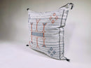White Moroccan Silk Pillow Cover, Blue Orange Geometric Boho Cushion, Kilim Style Handmade Sofa Decor - product image 7