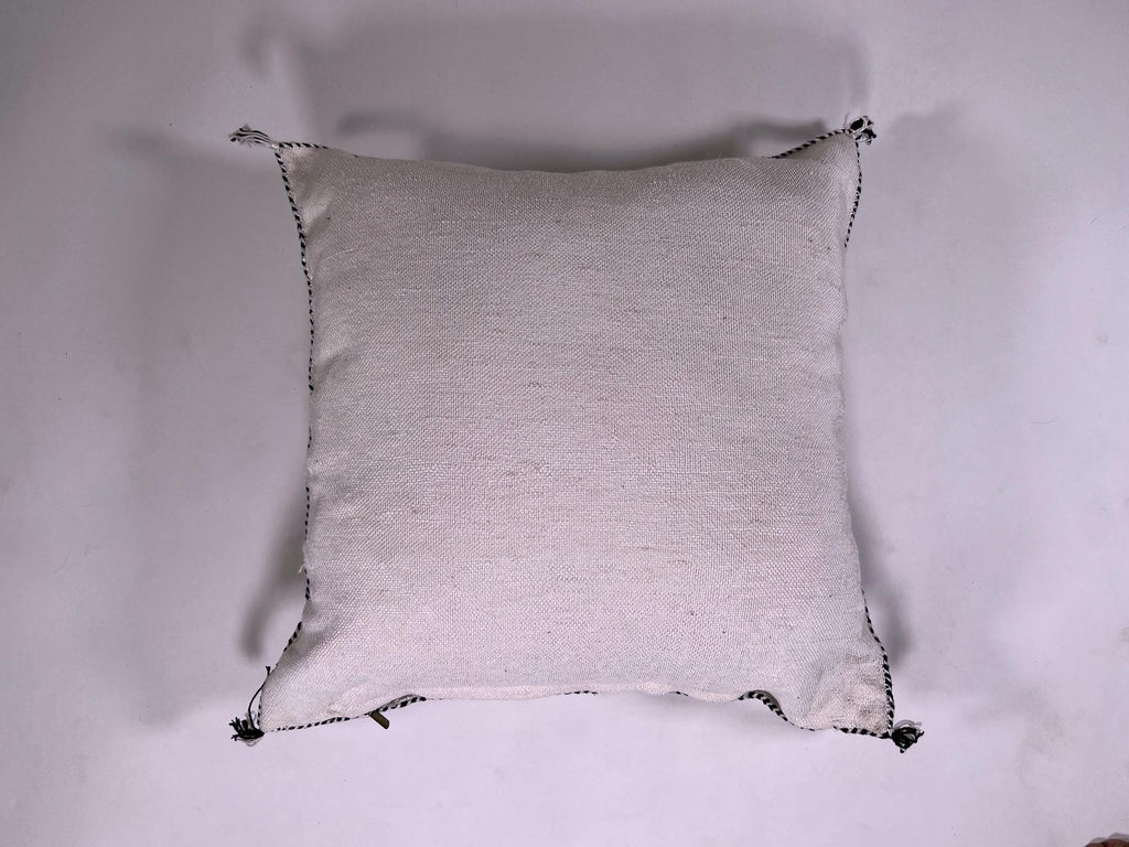 Black and White Kilim Pillow Cover, Moroccan Silk Boho Cushion, Geometric Handmade Pillow Sham with Corne - product image 9