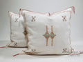 White Moroccan Silk Pillow Cover, Berber Kilim Embroidery Boho Fringe Pillow Sham, Handmade Cushion Cover - product image 1