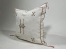 White Moroccan Silk Pillow Cover, Berber Kilim Embroidery Boho Fringe Pillow Sham, Handmade Cushion Cover - product image 4
