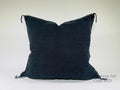 Navy black Moroccan Silk Pillow Cover, Minimal Boho Fringe Cushion, Handmade Decorative Throw Pillow Case - product image 1