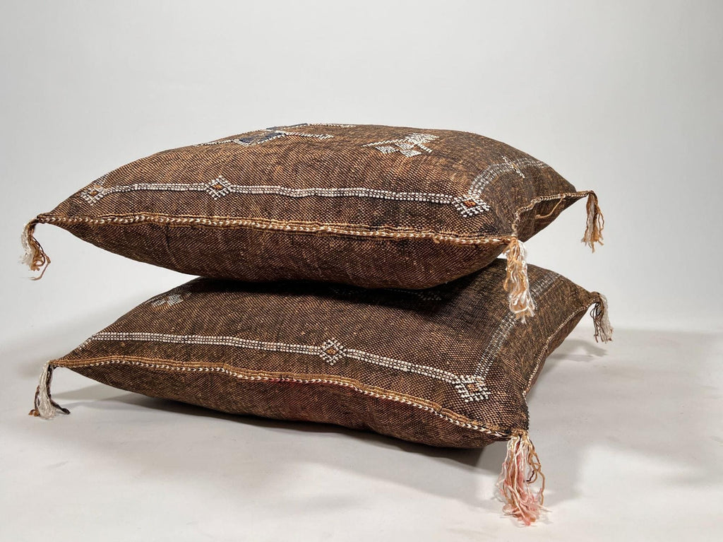 Brown Kilim Pillow Cover, Boho Pillow, Handmade Moroccan Cushion Cover, Textured Woven Pillow for Sofa Be - product image 6