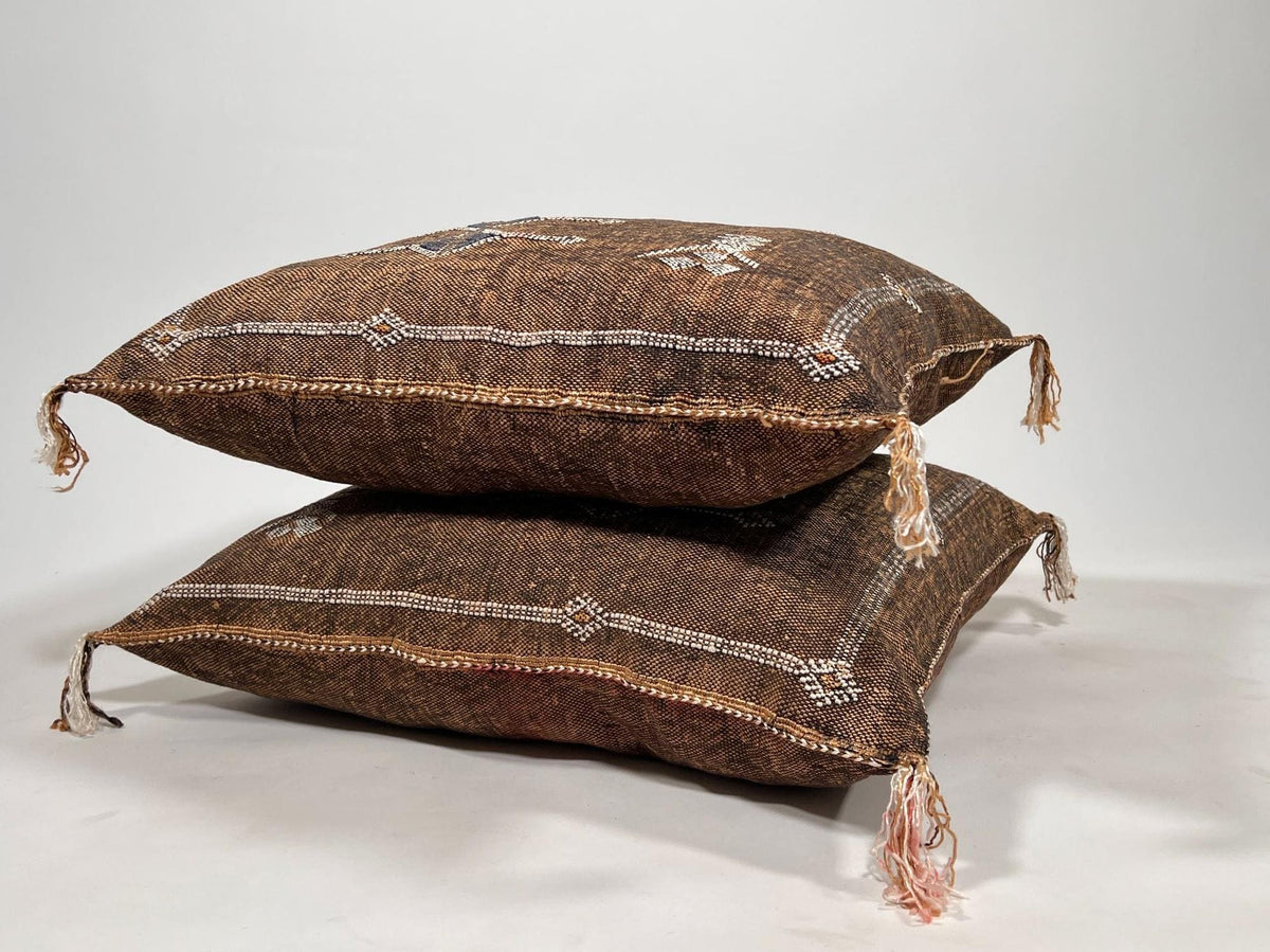 Brown Kilim Pillow Cover, Boho Pillow, Handmade Moroccan Cushion Cover, Textured Woven Pillow for Sofa Be - product image 6