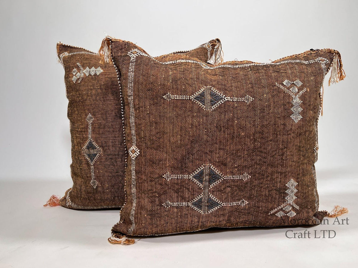 Brown Kilim Pillow Cover, Boho Pillow, Handmade Moroccan Cushion Cover, Textured Woven Pillow for Sofa Be - product image 1