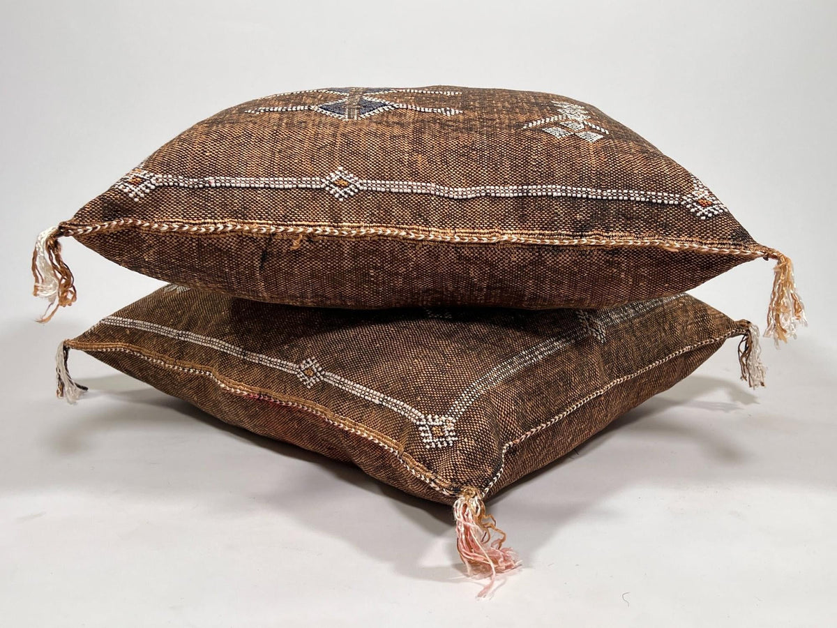 Brown Kilim Pillow Cover, Boho Pillow, Handmade Moroccan Cushion Cover, Textured Woven Pillow for Sofa Be - product image 5
