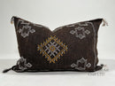 Dark Brown Cactus Silk Pillow Cover, Moroccan Boho Lumbar Cushion, Handmade Kilim Sofa Pillow, Gift for H - product image 1