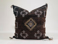 Dark Brown Sabra Pillow Cover, Moroccan Cushion, Kilim Pillow, Handmade Boho Cushion, Cactus Silk Throw P - product image 1