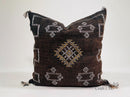 Dark Brown Sabra Pillow Cover, Moroccan Cushion, Kilim Pillow, Handmade Boho Cushion, Cactus Silk Throw P - product image 1