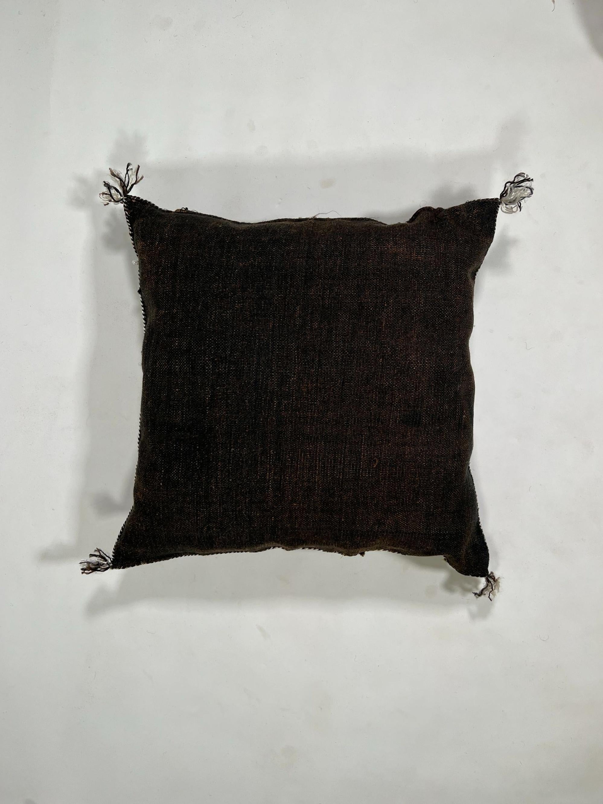 Dark Brown Sabra Pillow Cover, Moroccan Cushion, Kilim Pillow, Handmade Boho Cushion, Cactus Silk Throw P - product image 7