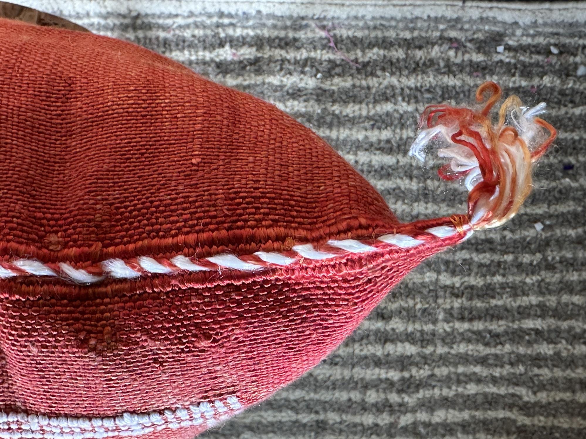 Rust Moroccan Sabra Cactus Silk Pillow Cover, Terracotta Boho Cushion, Handmade Kilim Style Pillowcase fo - product image 7
