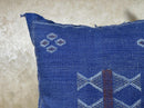 Navy Blue Moroccan Sabra Silk Pillow Cover, Handmade Kilim Style Boho Pillowcase, Woven Cushion Sham, Lux - product image 5